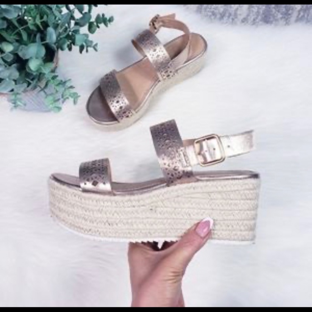 Rose gold platform heels